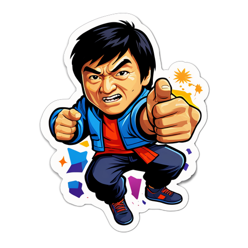 Наклейка з сценами дій із ігор, натхненних Джекі Чаном