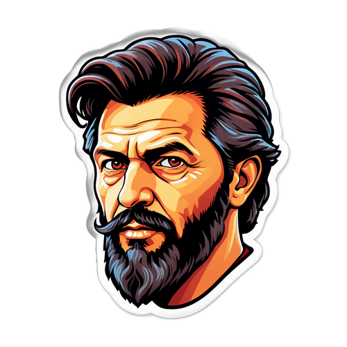 Αυτοκόλλητο με πορτραίτο του Βάσκου Λασκαράκη σε καλλιτεχνικό στυλ