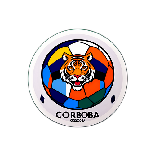 Diseño de sticker con un balón de fútbol que simboliza el partido Central Córdoba vs Tigre