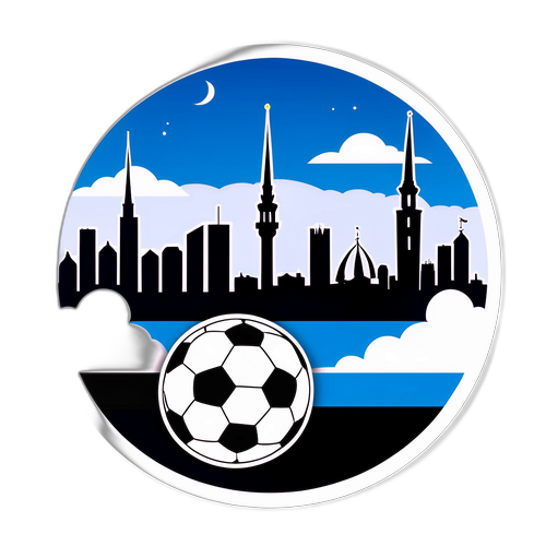 Elegant klistremerke design med Estland skyline og fotball elementer
