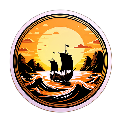 Viking Skibe i Solnedgang