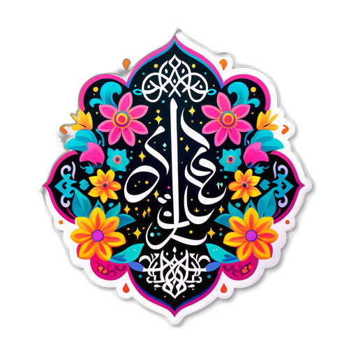 रामज़ान के उपवास के लिए प्रार्थना का खूबसूरत अरबी कैलिग्राफी स्टिकर