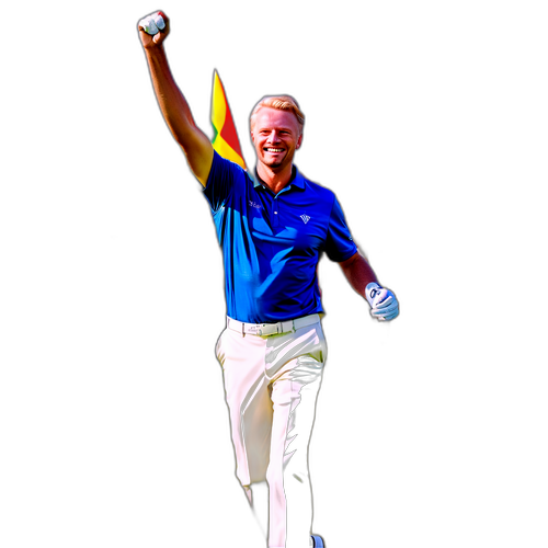 Ludvig Åberg firar seger på golfbanan