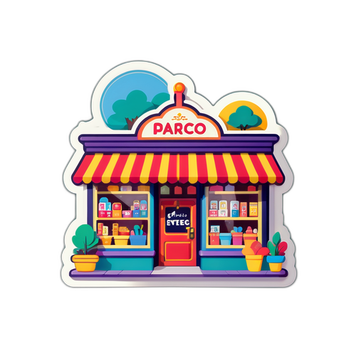 パルコのカラフルなミニチュア風ストアステッカー