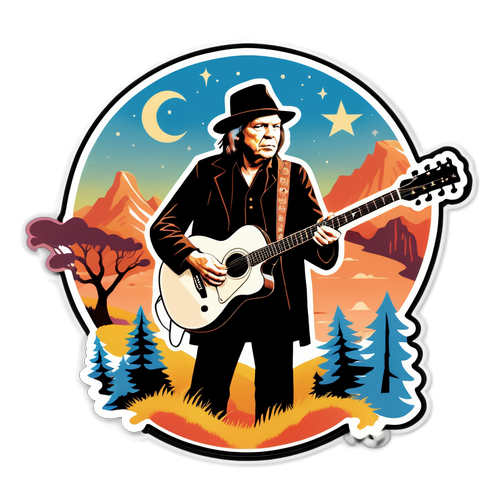 Nostalgisk klistremerke med Neil Young