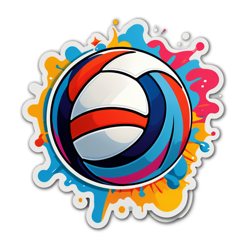 Sticker ng PVL Logo na may Bola ng Volleyball at Makulay na Pagsabog