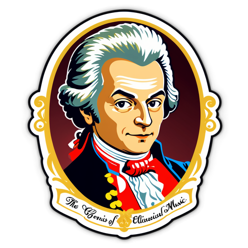 Sticker cu portretul stilizat al lui Mozart