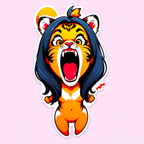 Fierce Tiger Girl: Bold and Playful Emoticon