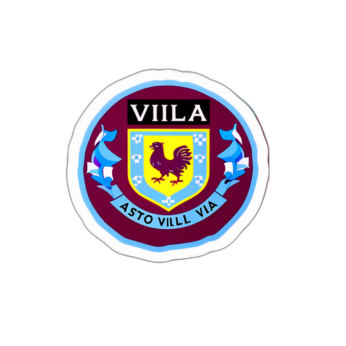 Energetisk Aston Villa logo med fotball og jubelende fans