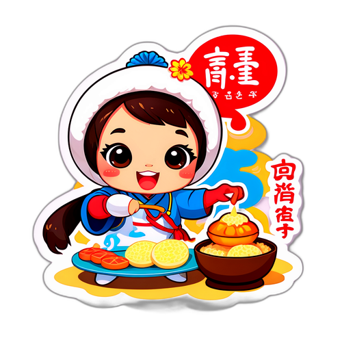 可爱小孩制作米糕