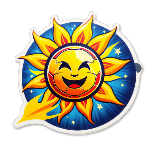 Sticker Alegórico de Melgar: Sol Radiante y Balón de Fútbol