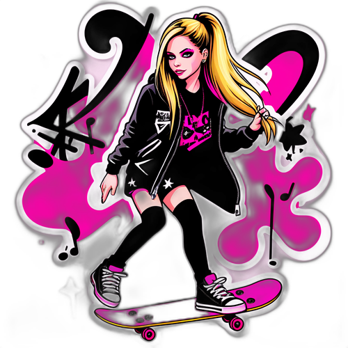İkonik Avril Lavigne Pozu ve Pembe-Siyah Punk Tarzı