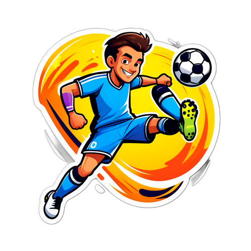 Uroczy rysunek piłkarza wykonującego perfekcyjny strzał