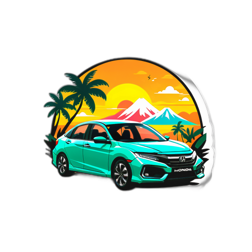 Stiker Minimalis Kereta Honda Malaysia dengan Latar Belakang Tropika
