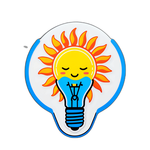 太陽と電球のイラストでポジティブエネルギーを表現したデザイン