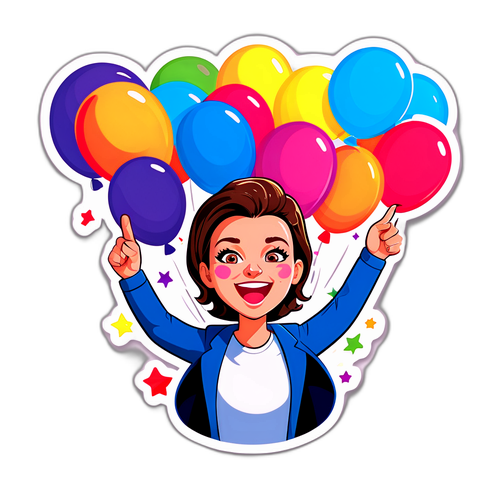 Samolepka Michaly Pecháčkové oslavující úspěch