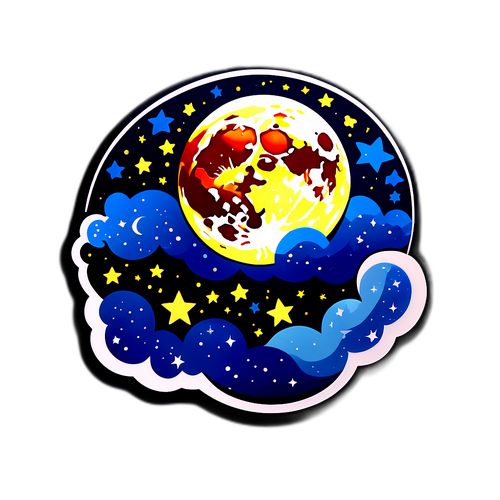 Una luna llena y un cielo estrellado