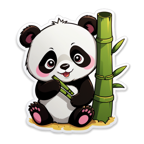 可爱场景：大熊猫吃竹子