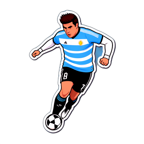 Nhãn dán cầu thủ Argentina thực hiện cú đá mạnh mẽ
