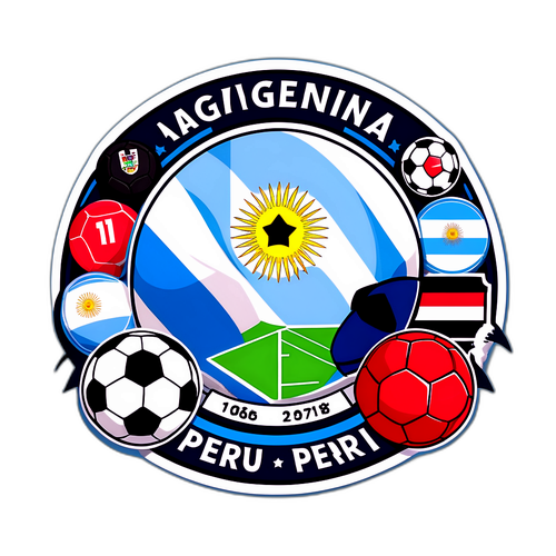 Diseño colorido de un marco con las fechas de los partidos Argentina vs. Perú