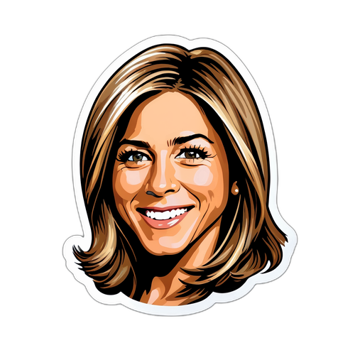 Szórakoztató és humoros karikatúra Jennifer Anistonról