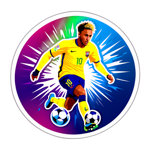 Sticker de Neymar dribblant un ballon