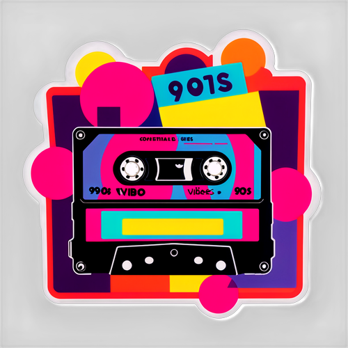 Blast from the Past: Unleash Your Inner '90s Vibes with This Colorful Cassette Tape Sticker!