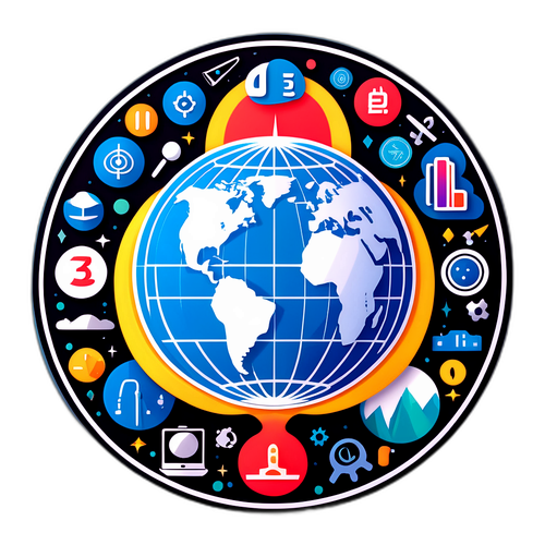 Design complex al logo-ului 3i Atlas, înconjurat de simboluri ale tehnologiei și inovației