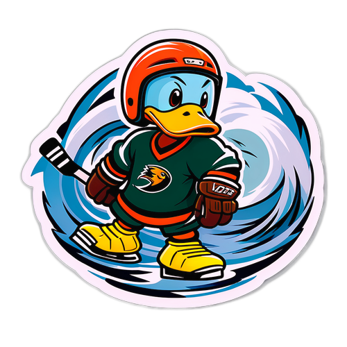 Dynamic Duck Hockey Sticker
