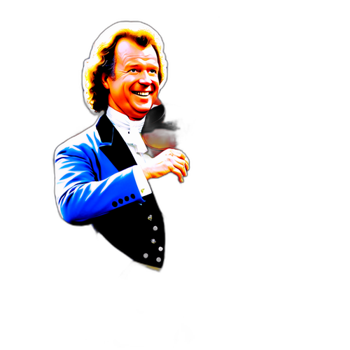 Sticker cu Andre Rieu cântând la vioară, înconjurat de o mulțime fericită în Cluj
