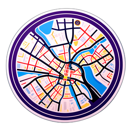 Sticker artistique représentant une carte stylisée de la RER C