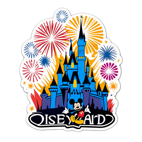 Autocollant Disneyland Paris avec feu d'artifice