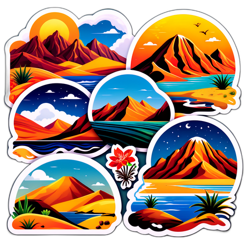 Stickers z malowniczymi krajobrazami Omanu