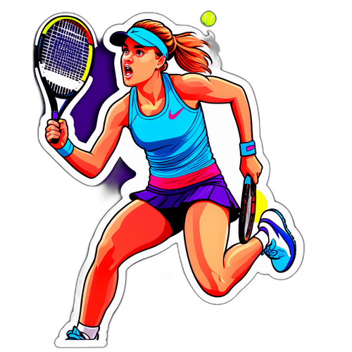 Vibrant Tennis Action Sticker