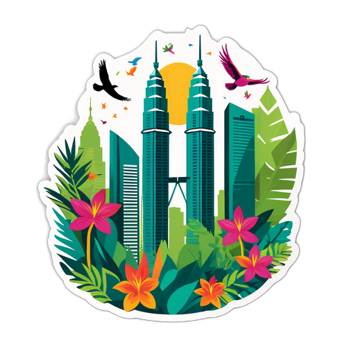 Stiker Petronas Towers Berwarna-warni