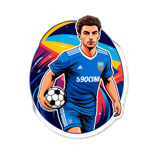 Sticker cu un portret artistic al lui Ianis Stoica