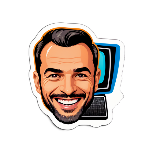 Sticker cu Radu Vâlcan zâmbind