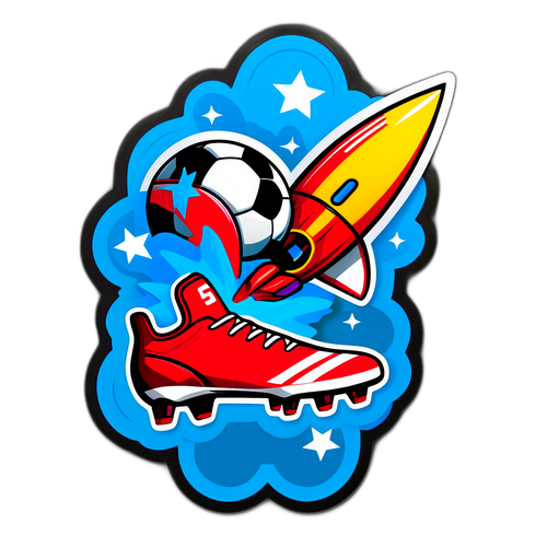 Stiker Kasut Bola Sepak yang Menjadi Roket