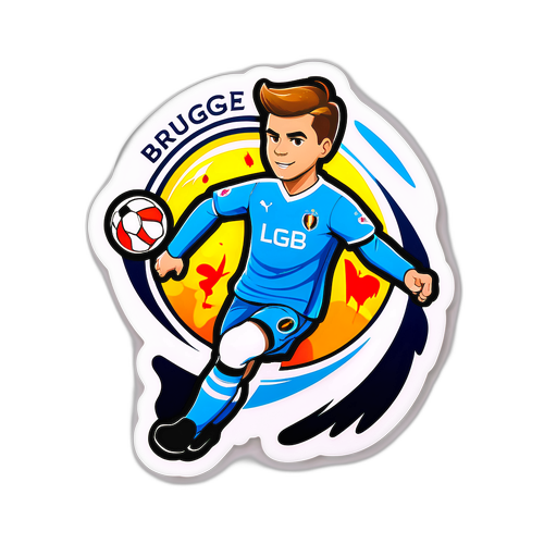 Спортивна наклейка з елементами живопису, що зображає матч Спортинг Л - Брюгге
