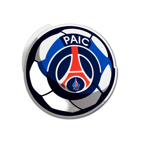 Sticker thể hiện đam mê bóng đá với hình ảnh quả bóng và biểu tượng PSG