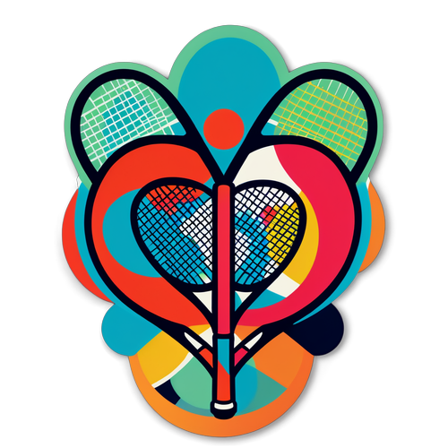 Een Abstract Ontwerp van Tennisbanen en Rackets