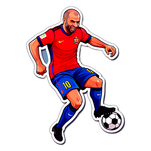 Karikatur Playful Javier Mascherano di Lapangan Sepak Bola
