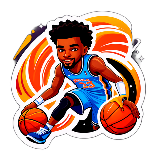 Playful Basketball Dribbling Sticker