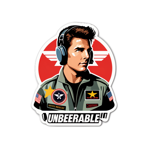 Nálepka s Tomem Cruisem v ikonickém leteckém obleku z filmu Top Gun