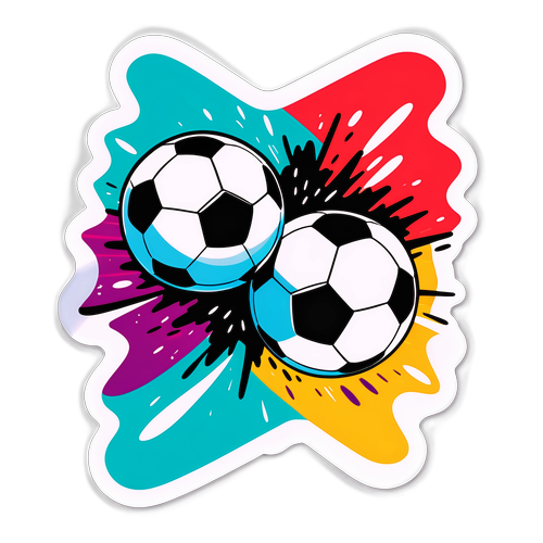 Sticker de dos balones de fútbol colisionando