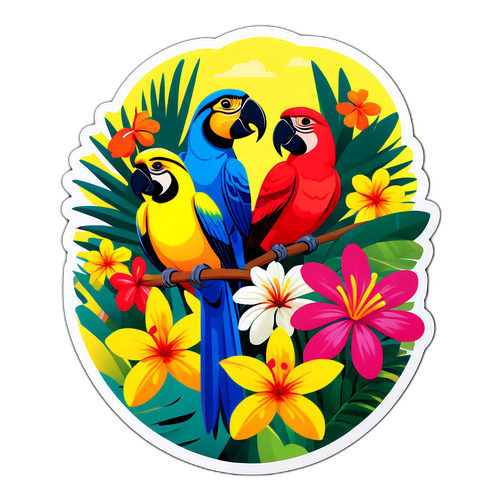 Vrolijke scène uit Mauritius met tropische vogels