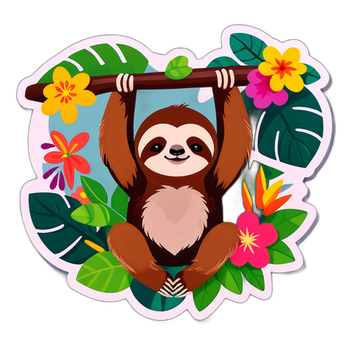 Sleepy Sloth in Tropical Paradise