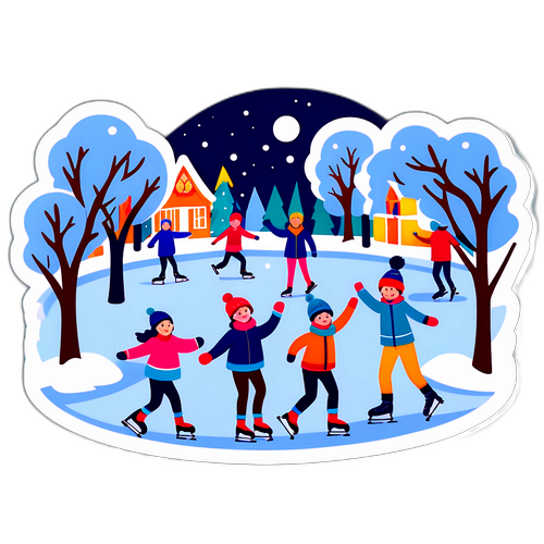 Roliga skridskoåkare i vinterpark