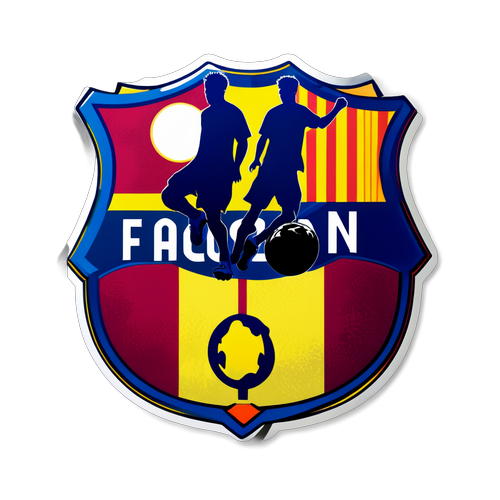 FC Barcelona samolepka - design se siluetami hráčů