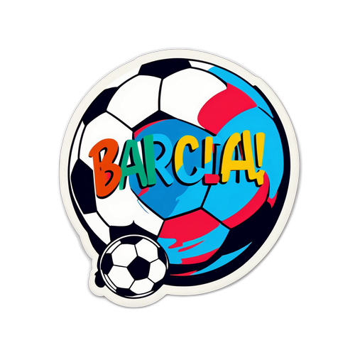 Rolig klistermärke med fotboll och 'Barca'